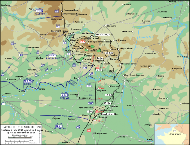 017 Somme Crescent Hamilton Map of the Battle of the Somme