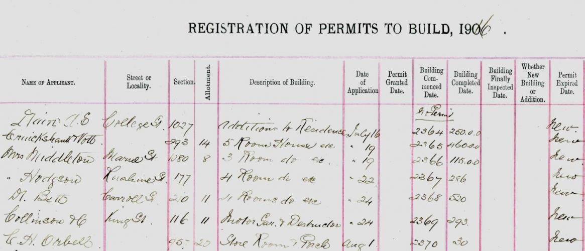 033 Marne Street Palmerston North PNCC Building Permit Book