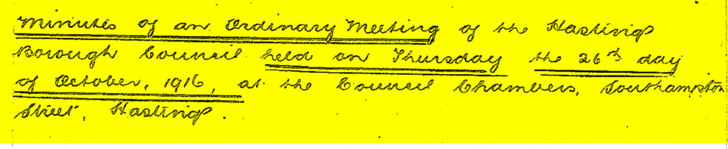 060 Hood Street Hastings Extract from Hastings Borough Council minutes 26 October 1916