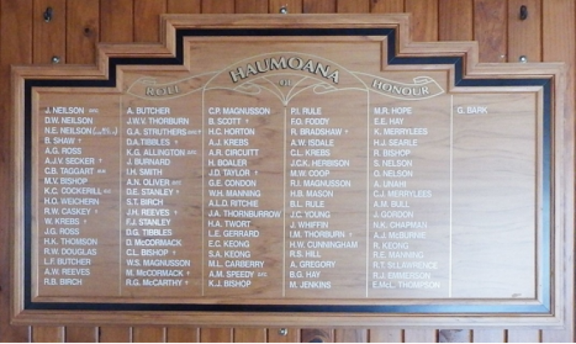 070 Memorial Ave Haumoana Pavilion Roll of Honour board for the Haumoana community