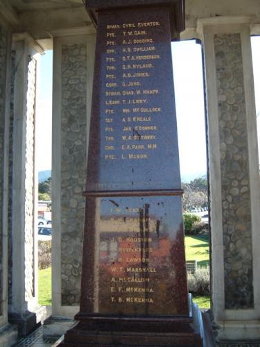 133 Featherston War Memorial Fetherston Column showing the names on the memorial