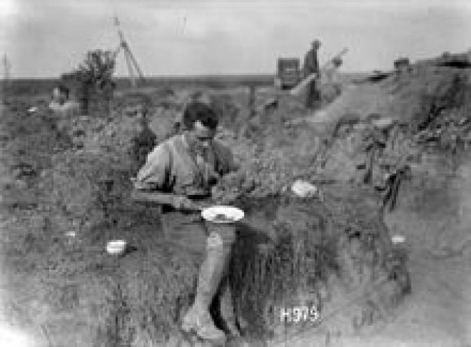 223 Bassett Place Napier Bassett eating a meal in the trenches 1917